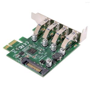 Datorkablar Jimier Low Profile 4 Ports PCI-E till USB 3.0 HUB PCI Express Expansion Card Adapter 5Gbps för moderkort