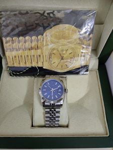 Completamente novo relógio 41mm Novo lançamento 2023 Mint Jubileu azul canelado Full Set Full BP Automatic Sapphire Glass Men Watches Packaging original à prova d'água