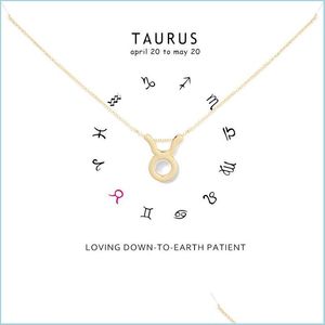 Pendant Necklaces Taurus Minimalist Necklace For Women Zodiac Chains Gold Sier Color Birthday Gifts Fashion Girls Jewelry Drop Deliv Dhadw