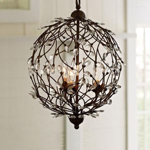 Ljuskronor Nordic American Modern Crystal Chandelier Tree grenar Boll svart järn för vardagsrum sovrum kök hängande belysning 40