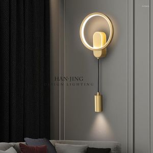 Lampy ścienne Pasy Lamp Light Lusury Master Bedroom Kreatywne tło okrągłe dekoracja LED Światła przejścia