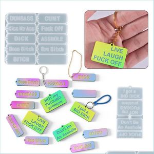 金型word wordキーチェーン金型面白いペンダントシル樹脂鋳造mod for diy jewlery lage tag drop derviricy tools empicipled dhzkm