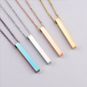 Pendant Necklaces 5pcs/lot E Sale Stainless Steel Long Square Bar Chokers Necklace For Women Jewelry Summer Gift 45cm