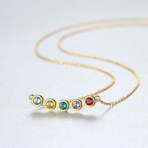 Новая мода 18 тыс. Золото покрыто разноцветным цирконом подвесной ожерелье Женщины ювелирные изделия Корея роскошные изысканные S925 Серебряное ожерелье подарок