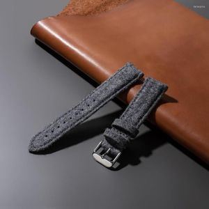 Watch Bands EACHE Tweed Watchband Latest Wool Cloth Genuine Leather Band Straps 18mm 20mm 22mm