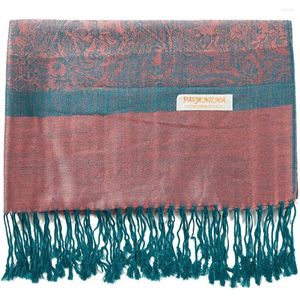 Halsdukar silke pashmina halsduk jacquard varp kashmir huvud vår höst vinter lång 2 toner mjuk stor rosbricka