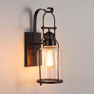 Wall Lamp Loft Vintage Retro Iron For Living Room Bar Glass Balcony