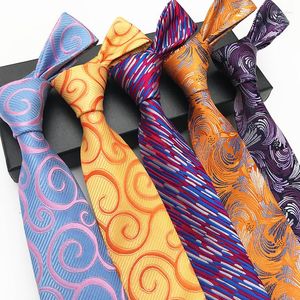 Bow Ties poliester o szerokości 8 cm Stripe kwiat krawat moda nowość jacquard garnitur męski biznesowy bankiet akcesoria ślubne