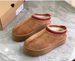 classic Australia Woman Snow Boot Designer Real Leather Lazy Fur Boots Thick Bottom Winter Platforms Shoes Slip-on Warm Booties Chestnut 58