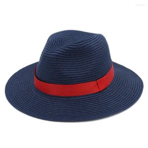 Boinas Mistdawn Panamá amante de jazz Top Hat Hat Straw Chapeau Unisex Summer Party Beach Street Sunshat Wide Brim Brim Cap