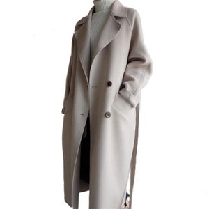 Womens Wool Blends Autunno Inverno Donna Cappotto di lana Cappotti larghi di grandi dimensioni Cappotto lungo in cashmere doppiopetto Donna F082 221113