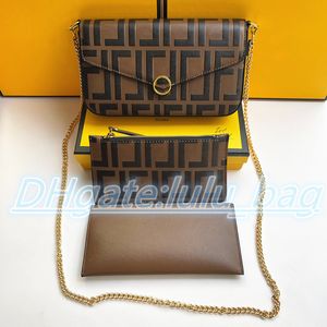 3-teilige Umhängetaschen mit Box, Luxus-Designer-Großhandel, dreifache Echtleder-Frau, Goldkette, Pochette, CrossBody-Handtasche, Herren-Damen-Geldbörsen, Einkaufstasche