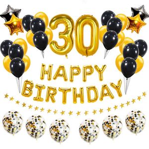 Party Decoration 38pcs Balloons Happy Birthday Kids Girl Boy Adult My First 4 6 18 21 21st 30 40 50 60 70 80 Years Old Man Woman
