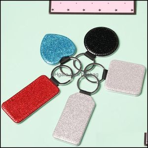 Party Favor Party Favor Pu Leather Sublimation Sequin Keychain 5 Shapes Diy Glittery Keyring Back Is White Heart Shape Lover Gift Ke Dhnal