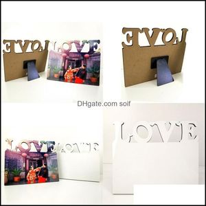 Frames And Mouldings Tabletop Ornaments P Os Frames Mdf Sublimation Blanks Pictures Frame Love Valentines Day Family Wood Painting D Dhcbo