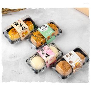 ギフトラップ100pcs 2パック長方形プラスチックムーンケーキボックスエッグヨークパフコンテナ透明パッケージトレイボックスホルダー