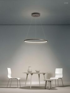 Chandeliers Modern Led Minimalist Chandelier Restaurant Lamp Nordic Designer Single Head Round White / Black Brown Living Room