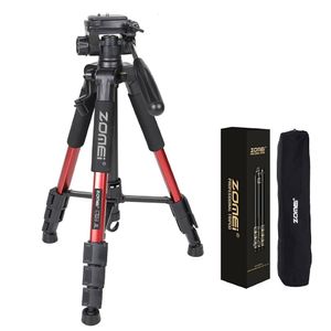 Tripods Zomei Q111 Profesyonel Taşınabilir Seyahat Alüminyum Kamera Tripod Pan Kafası SLR DSLR Dijital Üç Renk 221114