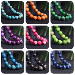 Perlen 6 8 10 12 mm Kaiserstein Natural Jaspers rund mehrfarbig für DIY -Armbänder Schmuck Halskette Material 1strand gefärbt