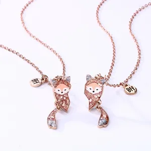 Pendant Necklaces Luoluo&baby 2Pcs/Set Cartoon Shape Chain Friends Necklace BFF Friendship Children's Jewelry Gift For Girls