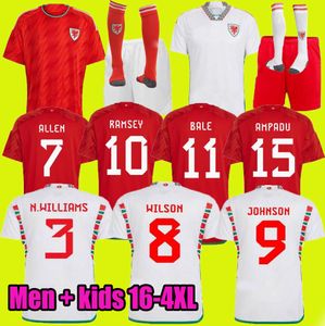 2022 Wales Soccer Jerseys Bale Wilson Allen Ramsey Nationaal Team Rodon Vokes Home Away Football Shirt Adult Kids Kit Uniforms XL