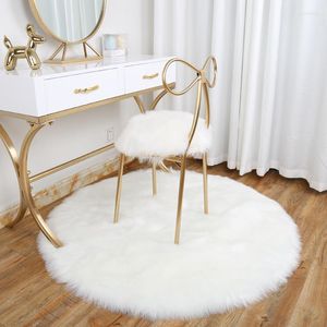 Carpets Thick Round Fur Rug Home Soft Bedroom Carpet Entrance Hallway Shaggy Computer Chair Floor Mat Cloakroom Fluffy
