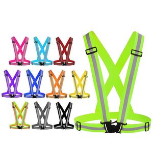 high quality visibility customized adjustable walking elastic flexible reflective flashing running suspenders