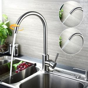 Kitchen Faucets 304 Stainless Steel And Cold Sink Faucet Led Splash-proof Dish Basin Double Outlet