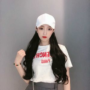 Women's Hair Wigs Lace Synthetic Jiangxi Live Broadcast with Cargo Chemical Fiber White Duck Tongue Baseball Hat Long Wave Wig