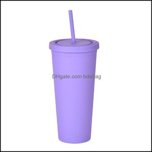 Tumblers Fashion Colored Acrylic Cups 700 ml Plastic Tumblers With Lids Sts Double Wall Matte Plastics Tumbler Reusable Cup 2026 V2 D DHPYE