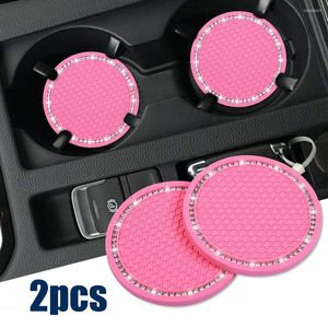 Drink Holder 2st Car Auto Interior Waasters for Cup Holders Rhinestone Accessories slot Mat Carbon Fiber Look