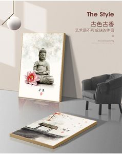 Para a sala de estar pintando novas flores chinesas de tinta Buda Art Impress￣o Impress￣o Imagem Canvas Poster Poster sem quadro