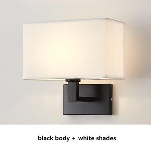 Wall Lamps Modern Simple Fabric Led Lamp Black Gold Metal E27 Scones Indoor Lighting Fixtures