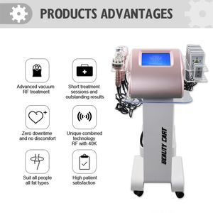 Cavitação ultra-sônica RF Vácuo Butt Lifting Body Slimming Machine Rosa 6 em 1 40K Diodo Portátil Lipo Laser Fat Burning Sculpting Radio Fre