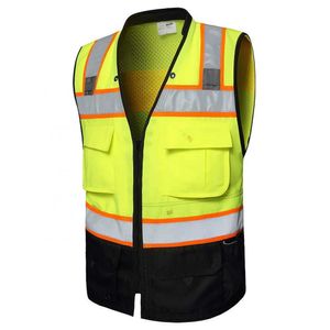Construction vest 10 pieces in safety jacket Safety Class 2 Surveyors Yellow hi vis vest Reflective Ansi Two Tone Security Running Hi Vis Vest