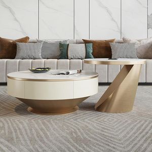 Bowls Italian Light Luxury Rock Plate Coffee Table Round With Drawer Creative Modern Minimalist TV Cabinet Combination