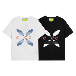 夏メンズデザイナー Tシャツカジュアル男性レディースルーズ Tシャツ文字プリント G Trifolium 連名半袖トップ販売高級メンズシャツサイズ S-2XL