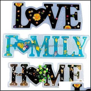 Handwerkswerkzeuge Liebe Home Family Sile Mold Harz Zeichen Wort Epoxidformen für DIY Tischdekoration Kunsthandwerk 693 R2 Drop Lieferung Garten AR DHPBB