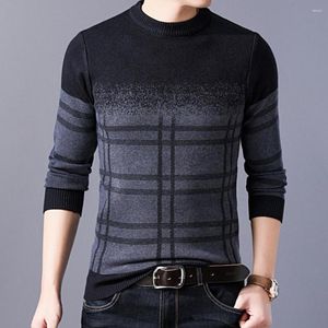 Erkek Sweaters Erkekler Base Sweater Modeli Damalı Mürettebat Boyun Kış Sonbahar Alt Tvap