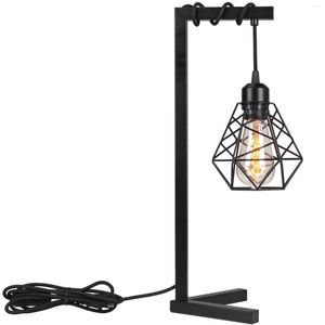 Lampy stołowe vintage lampa z przełącznikiem wtyczki z metalową klatką biurka biurko światło E27 Proste proste oświetlenie nocne Luminaire