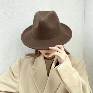 Berets England Style Vintage Fedora Hats Kobiety swobodny fascynator wełniany czapka elegancka czysta kolorowe czapki 2022 Autumn Chic