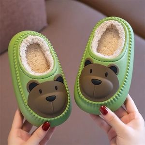 Slipper Cute Home für Kinder Kawaii Bär Cartoon Rutschen Junge Mädchen Winter Tiere Kind Baby Baumwolle Schuhe 221113