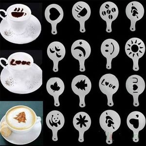 16pcs kahve şablonları cappuccino barista kurabiye cupcake latte kahve baskısı kalıp kek dekorasyon aletleri pişirme mutfak cocina 1 7yn f3