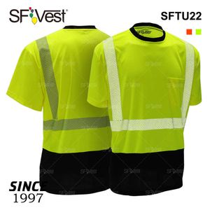 Camisas de segurança de microfibra por atacado de alta visibilidade Camiseta reflexiva para homens da construção civil de coloração vestir camisas de colarinho