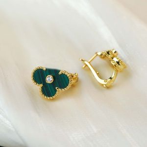 2022 Luxury quality Charm dangle drop earring nature malachite stone flowers design in 18k gold plated have box stamp PS4384A