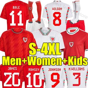 Xxxl xl Koszulki piłkarskie Wales Bale Wilson Allen Ramsey Wes World National Puchar Rodon Vokes Home Away Football Shirt Men Men Kame Kits Sock Pełne zestawy