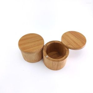 Storage Bottles Bamboo Canister Jar With Magntic Lid Salt Box Spice Pipe