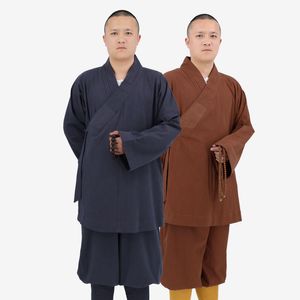 Herrespår Shao Lin Arhat Coat Pants bär lite munk fyra säsong kostym tempel munkar skjorta kläder bomull linnebuddhist nunna kläder