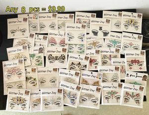 Temporary Tattoos 8pcslot Random Face Gems Can't Pick Up Designs High Quality Acrylic Face Jewelry Sticker For Party Carnival Bling Make Up 221102