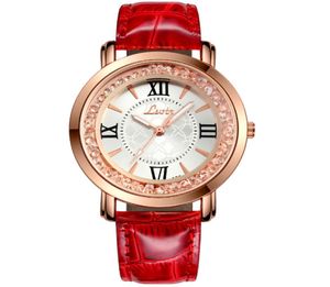 LSVTR Special Flowing Diamond Shiny Womens Watch Luxury Fashion Quartz Ladies Watches Colourful Leather Strap Student Wristwatches9476904